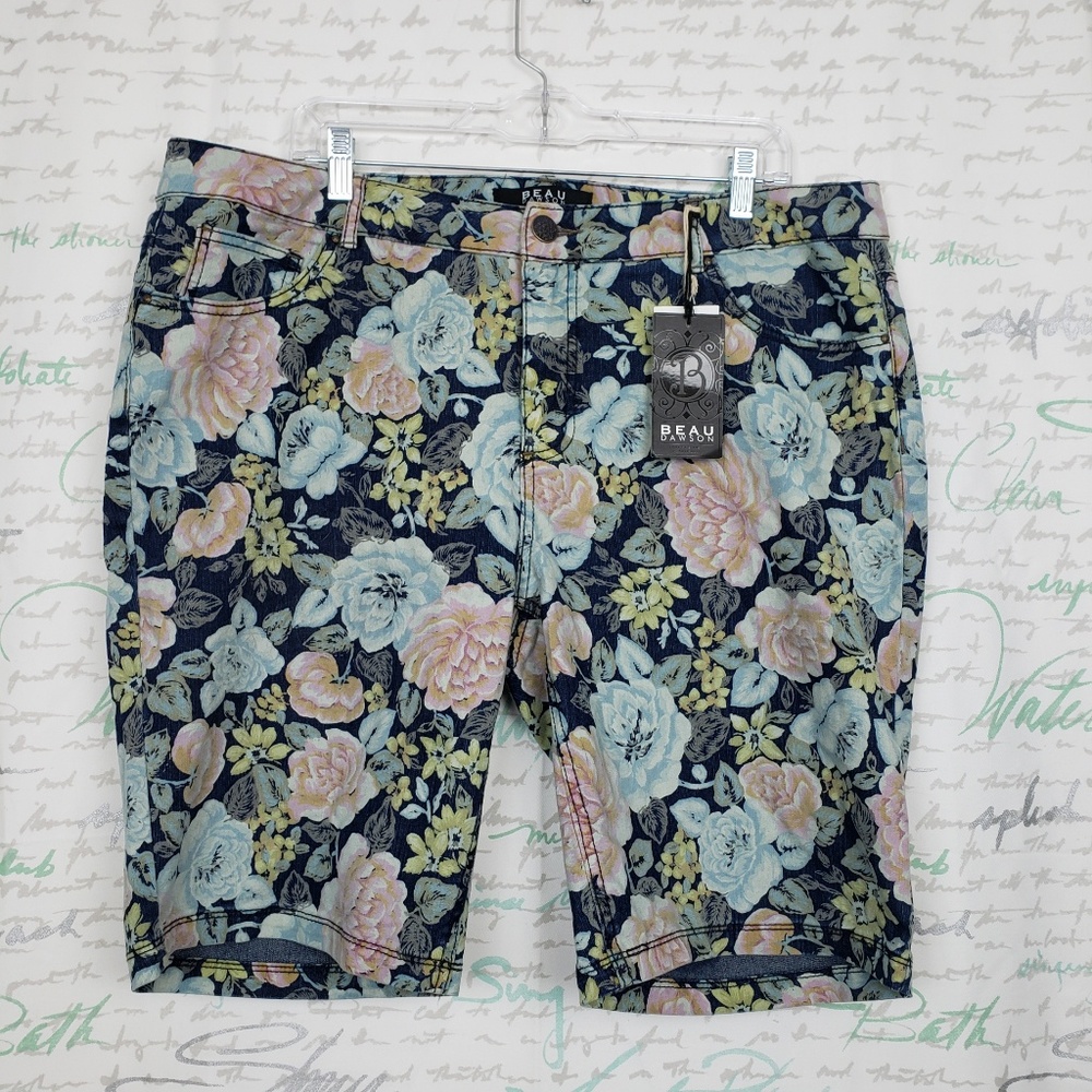 NWT Beau Dawson Floral Bermuda Jean Shorts
